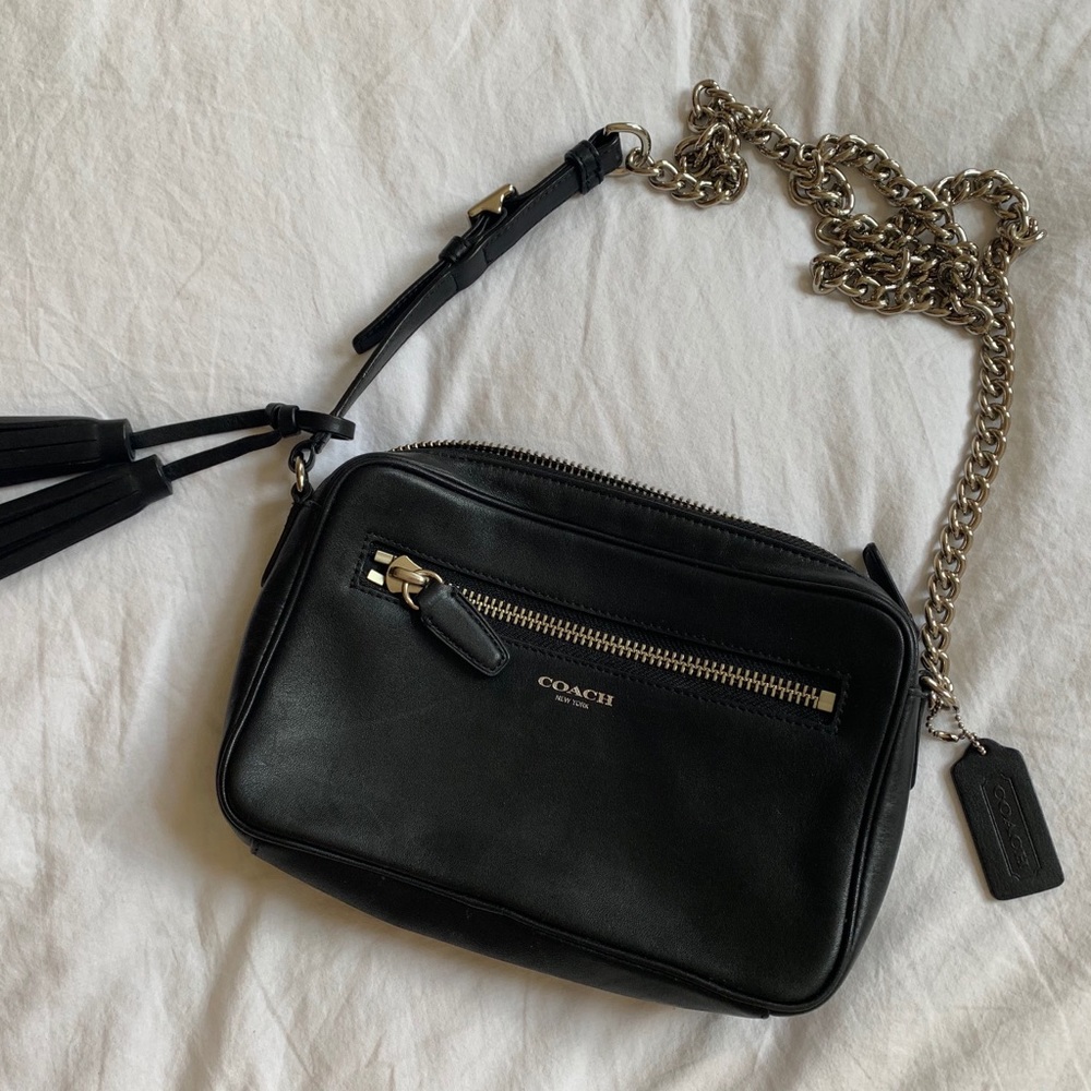 coach / black chainmail purse with fun details!